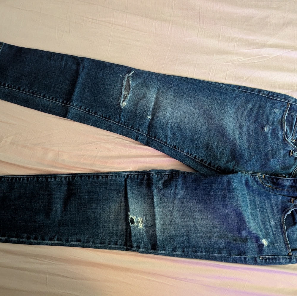 Treasure & Bond Women's Dark Blue Ripped Skinny Jeans